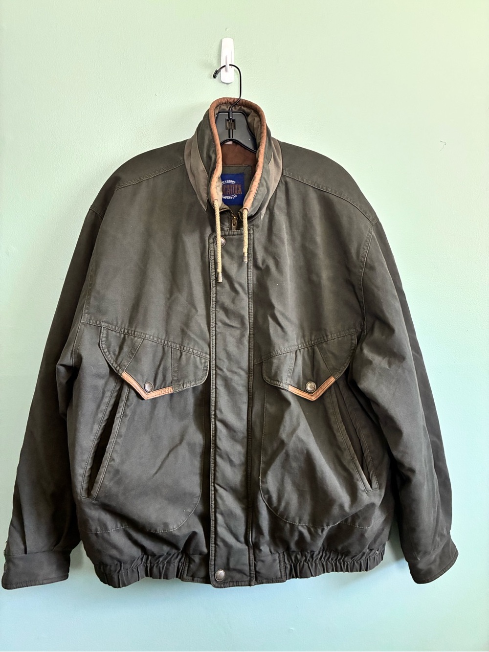 VTG Dry Goods Saugatuck Multi Pocket Grey Green Quilted Bomber Dad Jacket Sz L